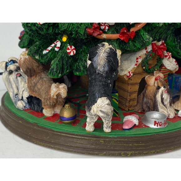 Danbury Mint Shih Tzu Christmas Tree Lighted Dog Puppy Holiday Decor Complete - Picture 4 of 16